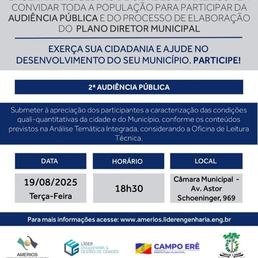 Campo Erê discute plano diretor em nova audiência pública 