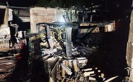 Incêndio destrói trator e parte de galpão no interior de Iraceminha  