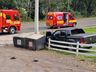 Motorista sai ileso de colisão em poste na SC-163 em Itapiranga