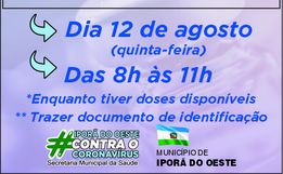 Município vacina população a partir de 18 anos contra Covid nesta quinta-feira