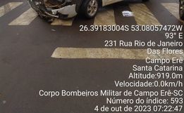Acidente entre dois carros em Campo Erê deixa mulher ferida