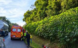 Motociclista fica ferido após queda na BR-158, em Cunha Porã
