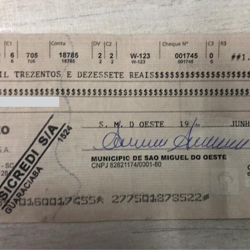 Município alerta para cheques falsos em nome de São Miguel do Oeste
