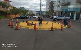 Demutran instala três novas rótulas em São Miguel do Oeste