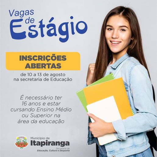 Educação de Itapiranga abre novas vagas para estagiários