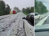 'Pedras do tamanho de ovos': temporal de granizo cobre rodovia no Norte do RS