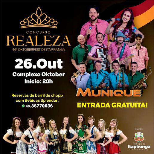 Baile de escolha das soberanas da 46ª Oktoberfest ocorre neste sábado