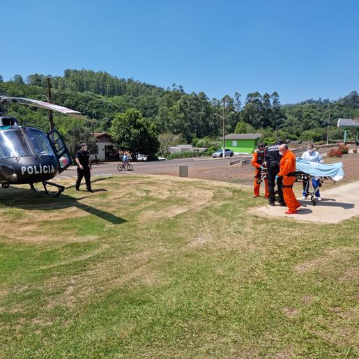 Paciente atingido por botijão em incêndio é transferido pelo Saer/Sara para Chapecó 