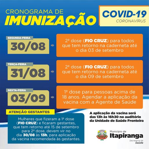 Itapiranga tem novo cronograma de vacinação contra Covid