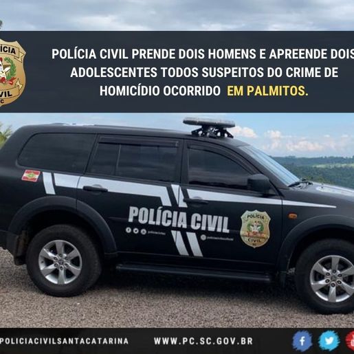 Polícia prende dois homens e apreende adolescentes suspeitos de homicídio em Palmitos