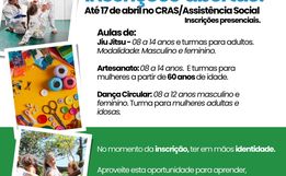 Inscrições em oficinas do CRAS encerram nesta quinta, em Iporã do Oeste
