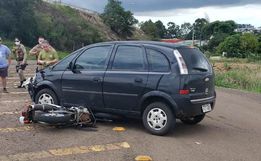 Colisão entre carro e moto deixa um ferido na BR-163