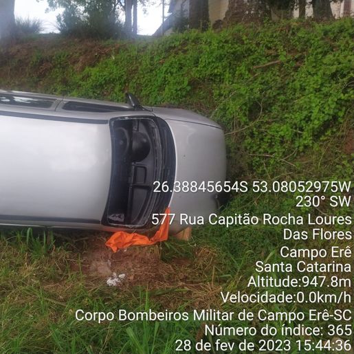 Idoso fica ferido em saída de pista em Campo Erê 