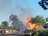 Incêndio deixa rodovia SC163 interrompida em São João do Oeste