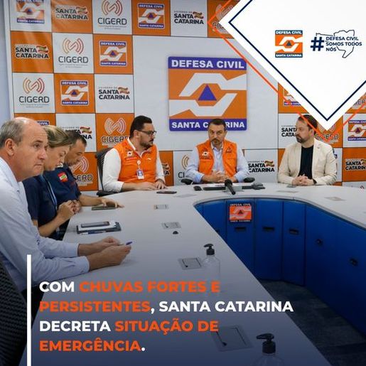 Devido as chuvas, Santa Catarina decreta situação de emergência 