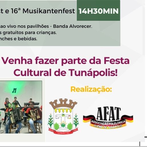 16ª edição do Musikantenfest e  2ª Kulturellefest acontece neste sábado em Tunápolis  