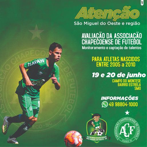 Chapecoense realizará avaliação de atletas em São Miguel do Oeste