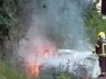 Fusca pega fogo na SC-305 entre Campo Erê e São Lourenço do Oeste