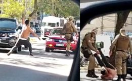 VÍDEO: Homem joga objeto contra Policial Militar em Chapecó