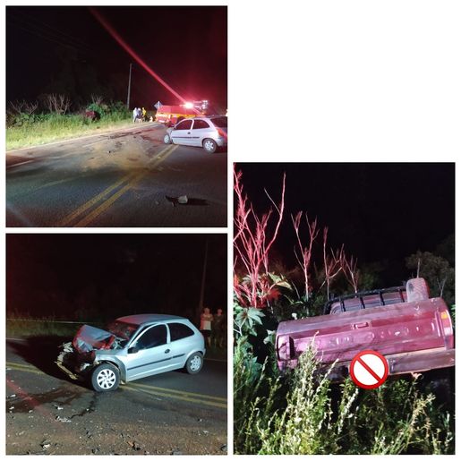 Colisão frontal deixa cinco pessoas feridas na SC-155, em Xanxerê 