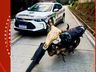 Condutor de moto com caveira e chifres no lugar do farol é autuado em SC