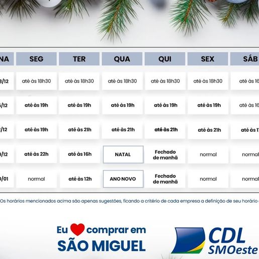Comércio de São Miguel do Oeste estende horário para compras natalinas