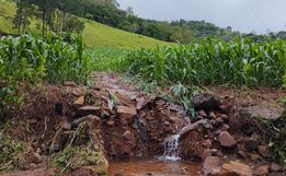 Em Santa Helena, enxurrada causa estragos nas lavouras, estradas e pontes