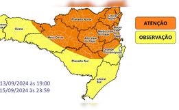 Defesa Civil emite alerta de temporais para SC nos próximos dias