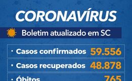 Estado confirma 59.556 casos e 765 mortes por Covid-19