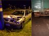 VÍDEO: Condutor colide com o carro em caminhão e depois em poste