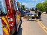 Mulher fica ferida após colisão entre carro e moto em Descanso