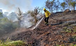 Bombeiros combatem incêndio em vegetação em Itapiranga 