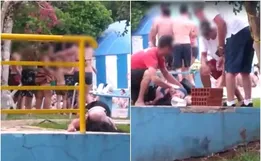 Natal em família acaba em pancadaria na piscina em Palmitos; veja vídeo