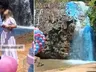 Chá revelação tingiu cachoeira com produto para lagos ornamentais