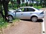 Motorista perde controle da direção e carro se choca contra árvore na SC 163